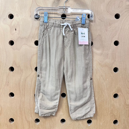 Tan Linen Blend Pants