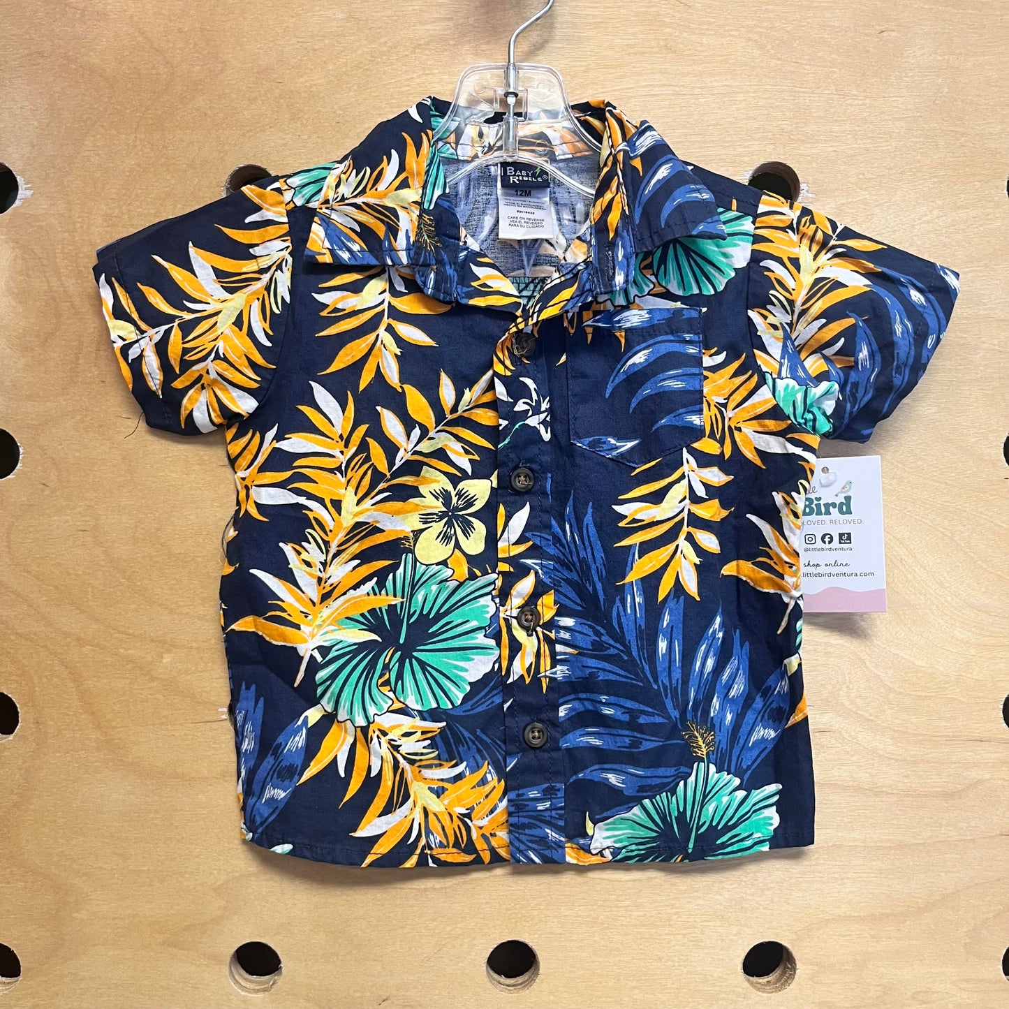 Blue/Yellow Hawaiian Button Up