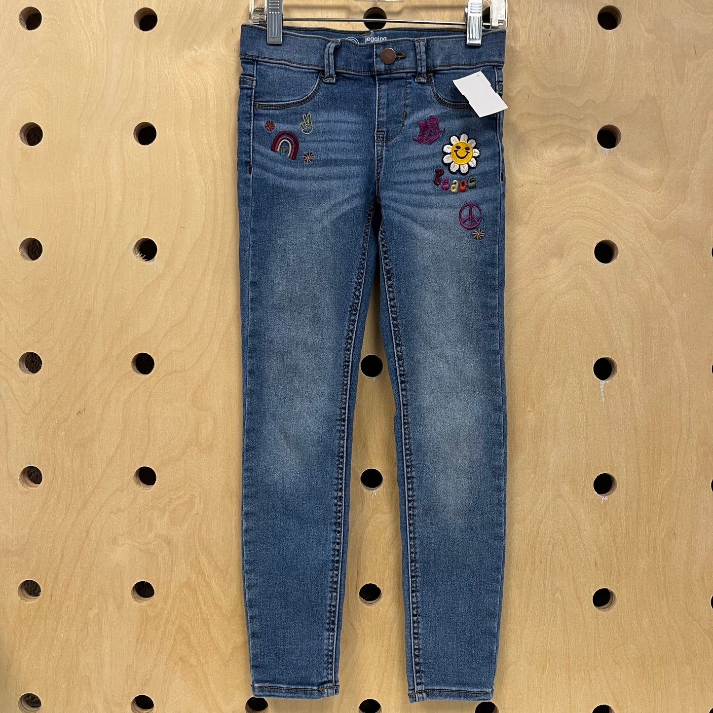 Blue Peace Applique Jeggings