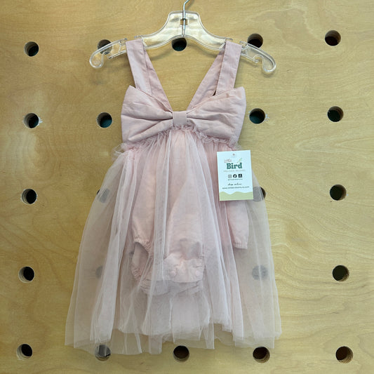 Blush Tulle Bodysuit Bow Dress NEW!