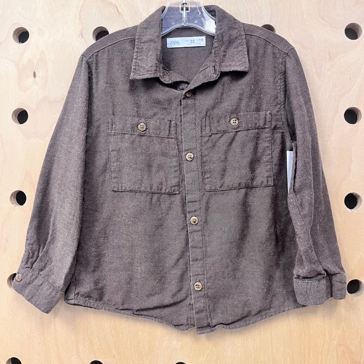 Brown Cotton Button Up