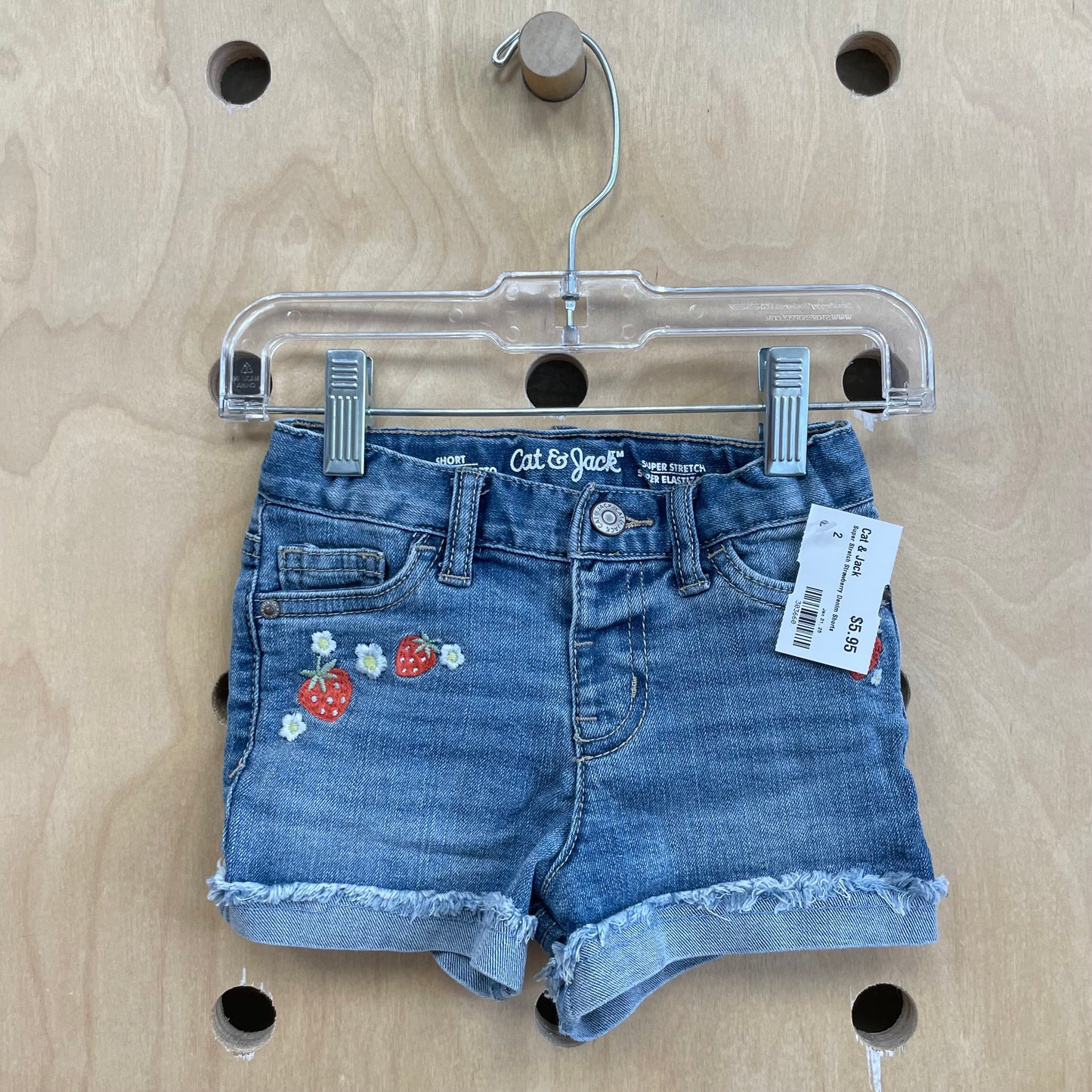 Super Stretch Strawberry Denim Shorts