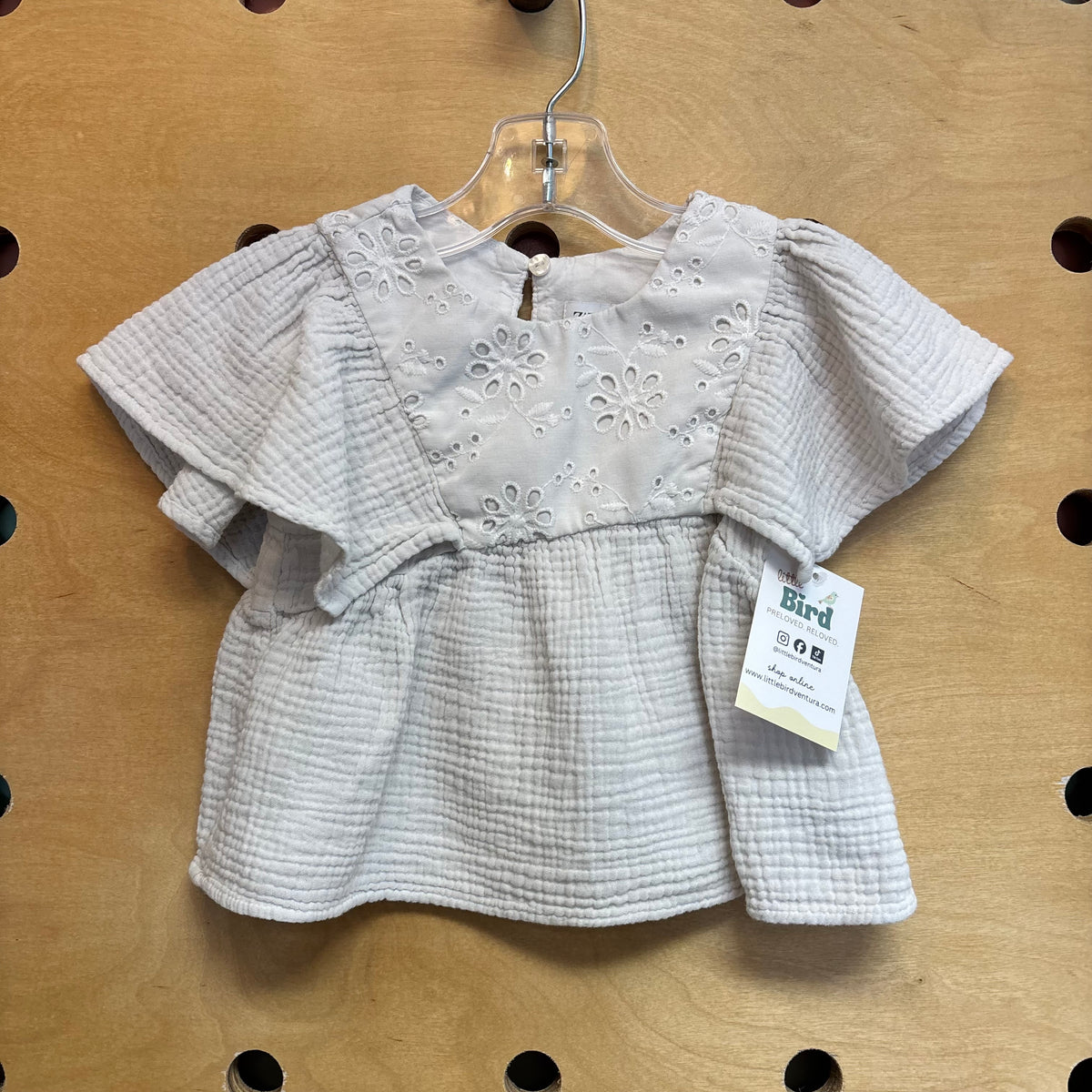 White Gauze Eyelet Sleeve Top