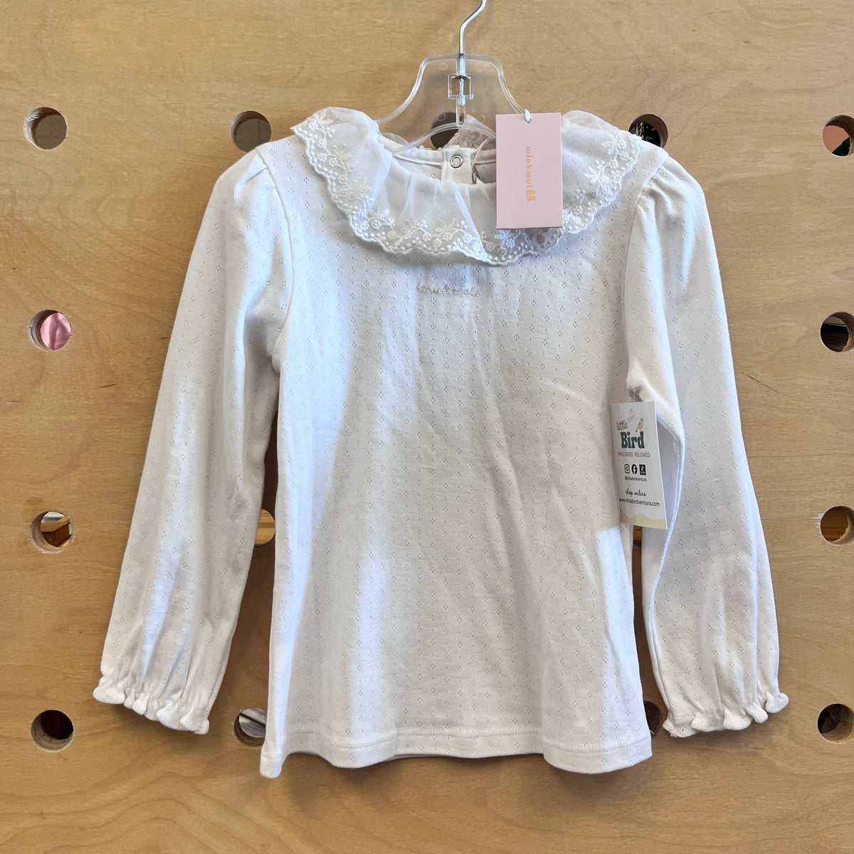 Cream Pointelle Lace Collar Top NEW!