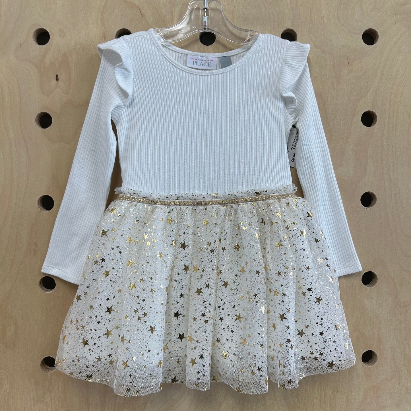 White & Gold Star Tulle Dress