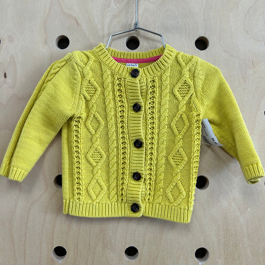 Yellow Cable Knit Cardigan