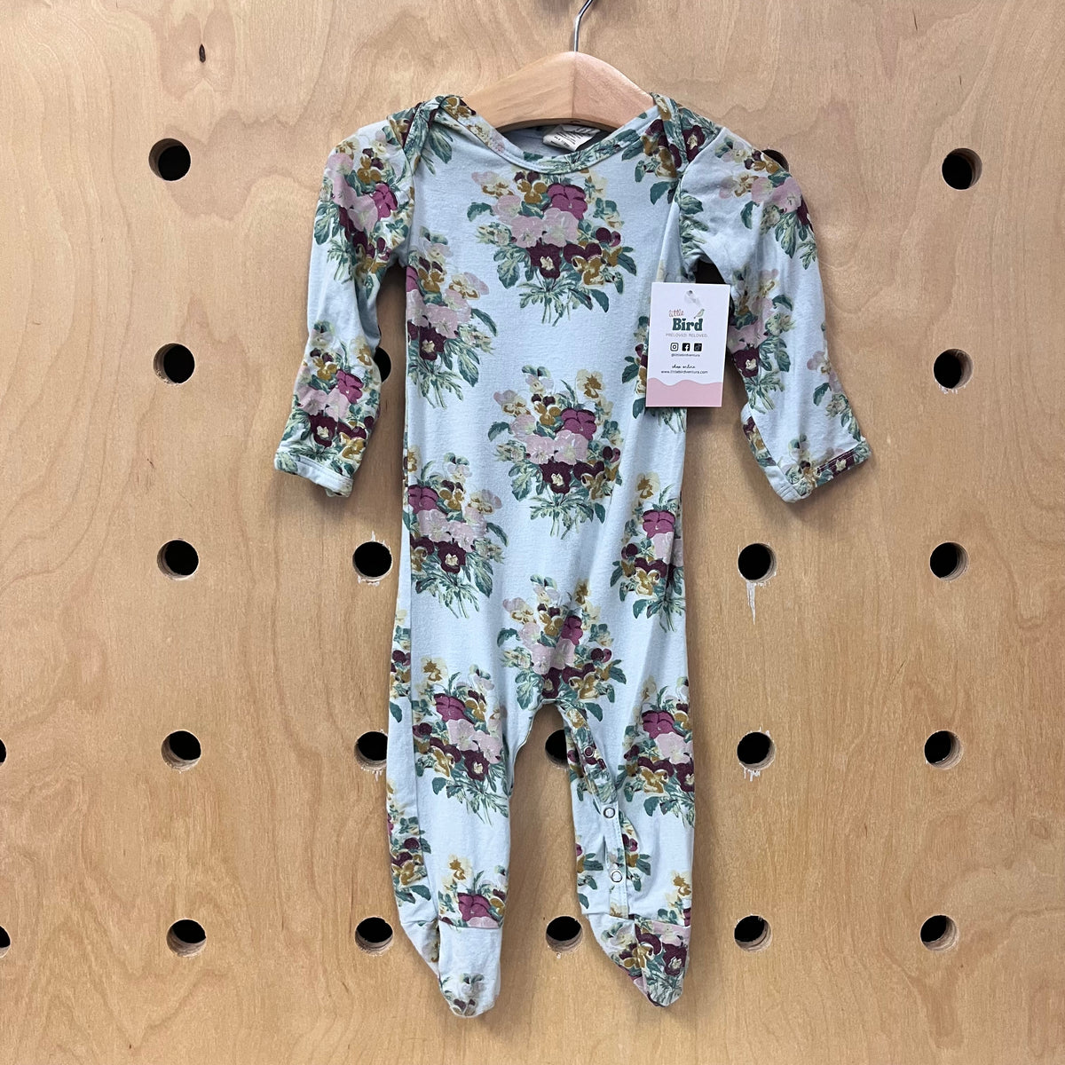 Blue Floral Bamboo Footies