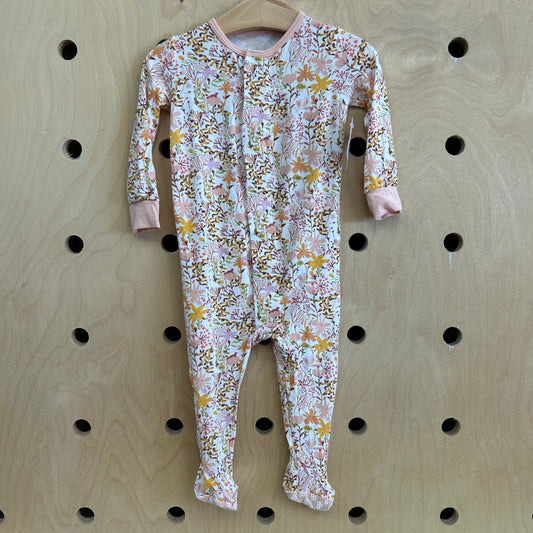 Peach Floral Footies