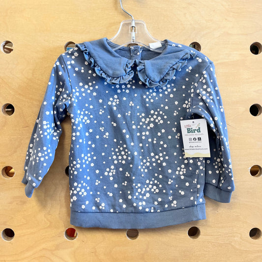 Blue Floral Peter Pan Collar Sweatshirt