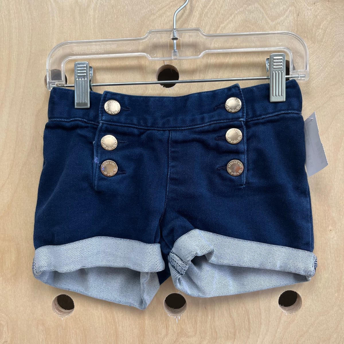Gold Button Stretchy Denim Shorts