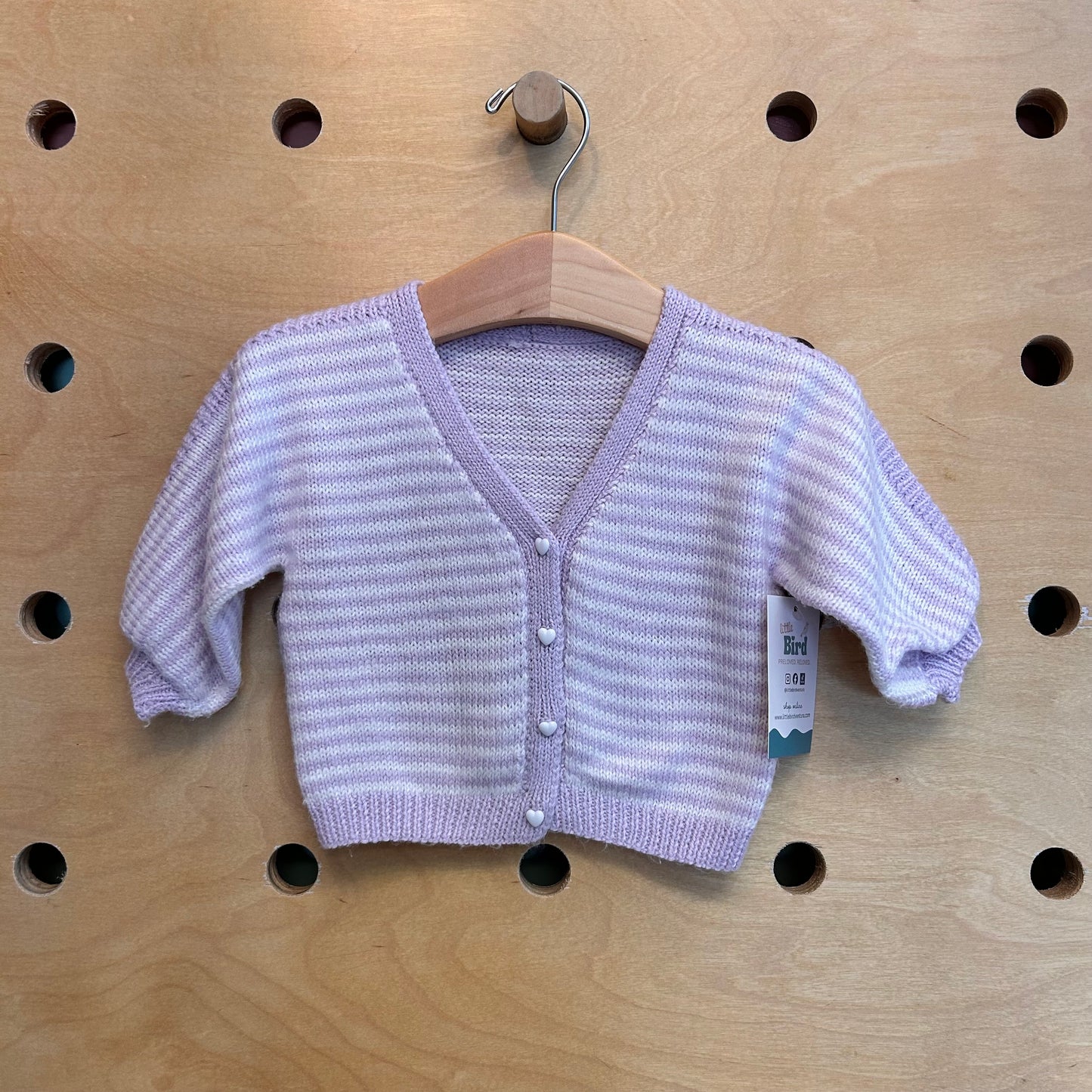 Lavender Heart Button Sweater