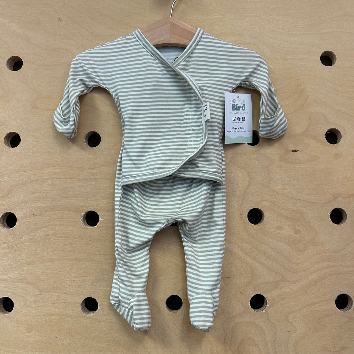 Green Striped Skin-to-Skin Footies
