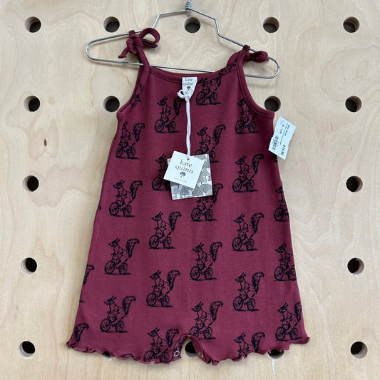 Red Squirrel Bicycle Romper NEW!