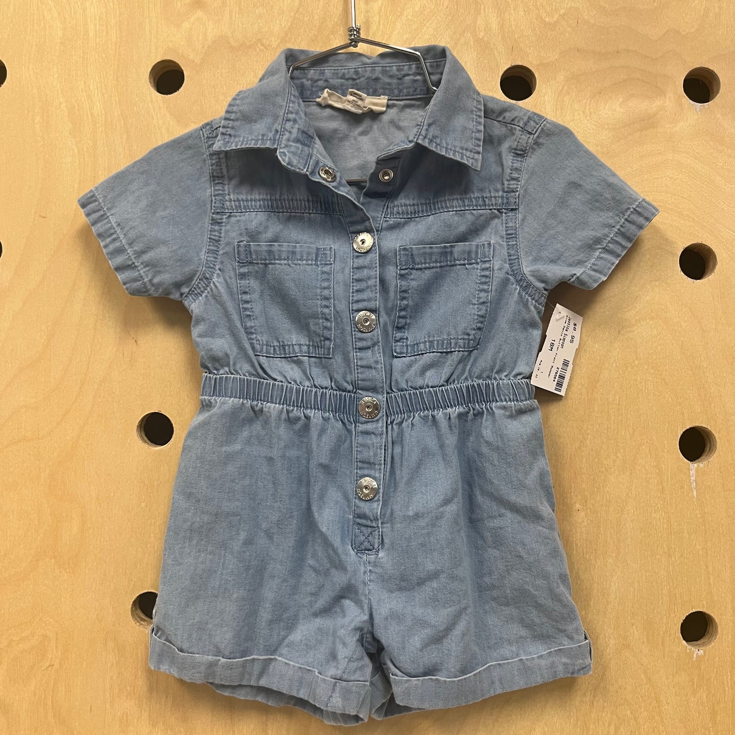 Blue Denim Button Front Romper