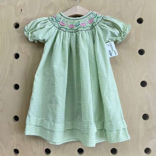 Green Gingham Watermelons Dress