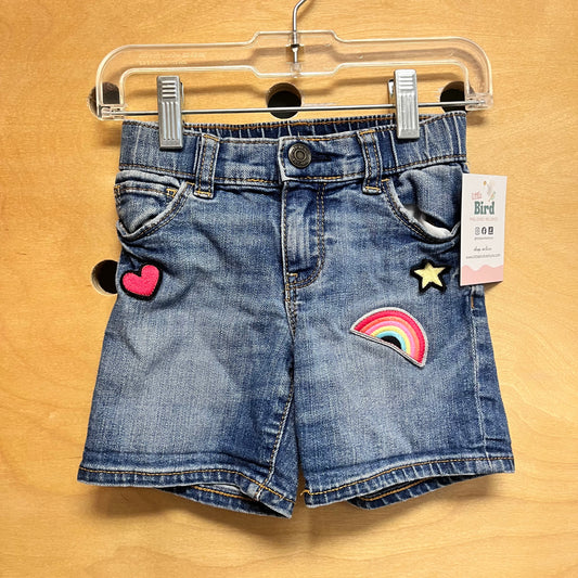 Denim Rainbow/Heart Patch Shorts