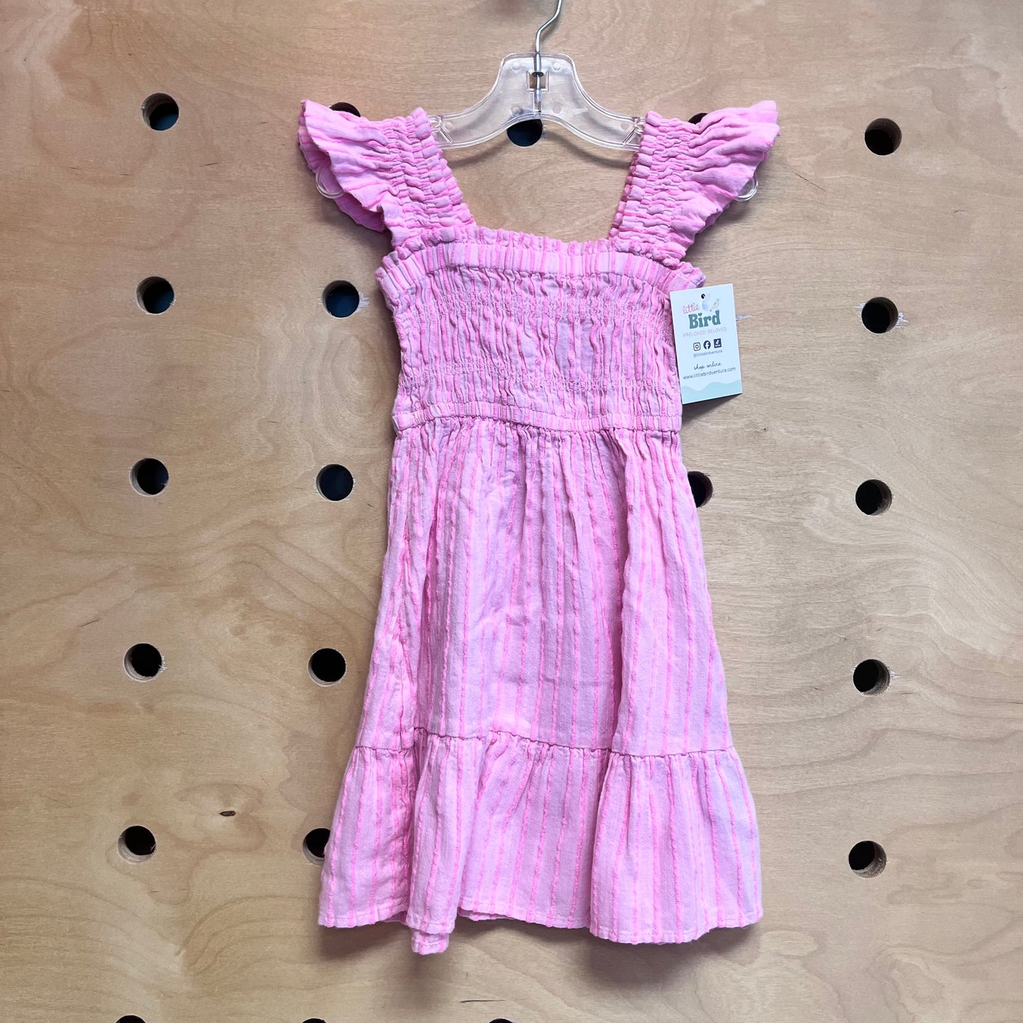 Pink Striped Smocked Dress