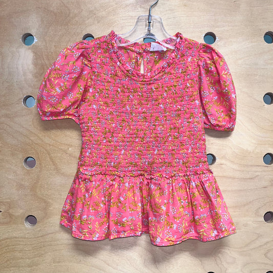 Coral Floral Smocked Top