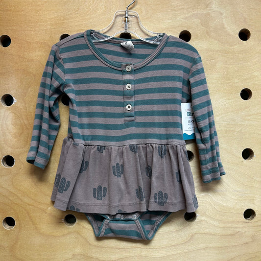 Ribbed Striped Cacti Romper