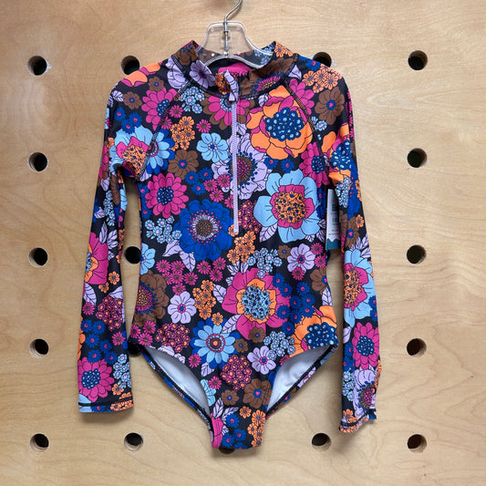 Black/Colorful Floral Swimsuit