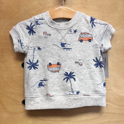 Grey/Blue Palms & Bus Outfit