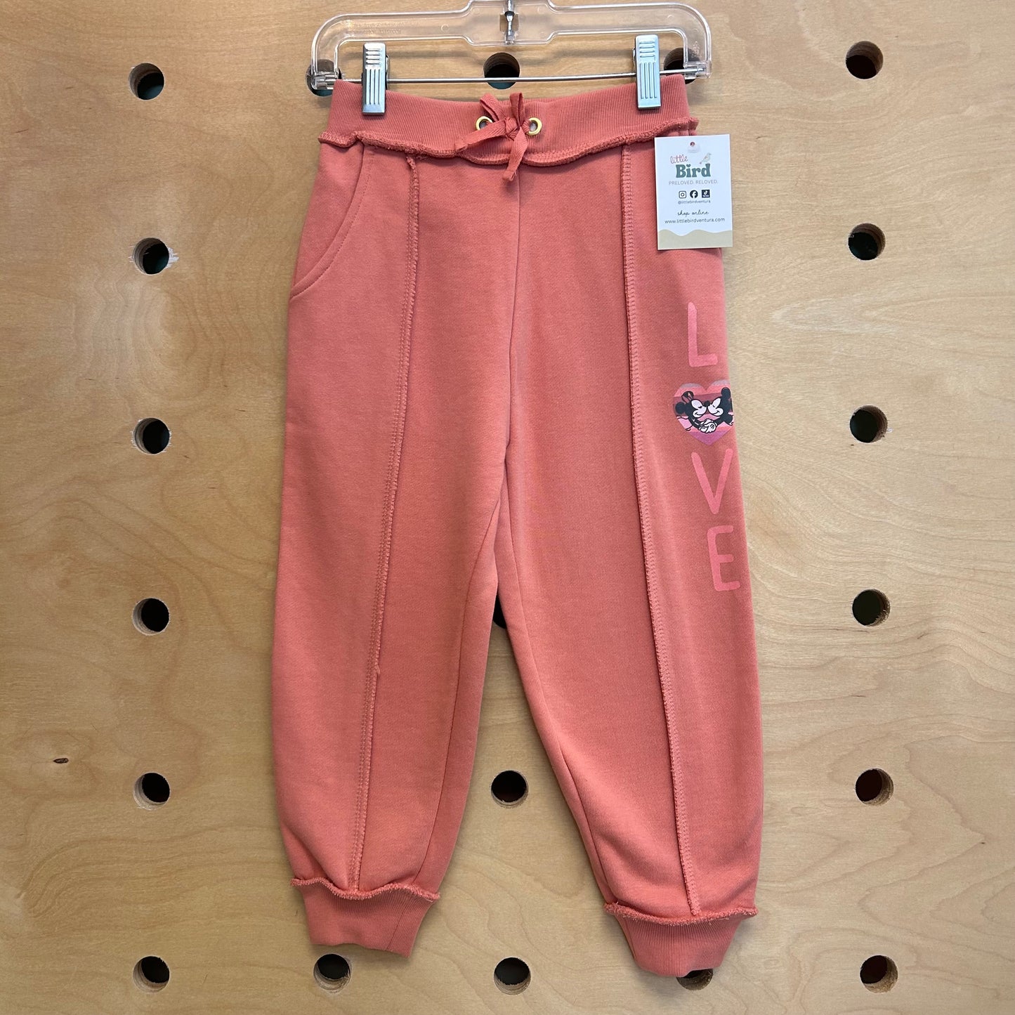 Peach 'Love' Mickey/Minnie Joggers