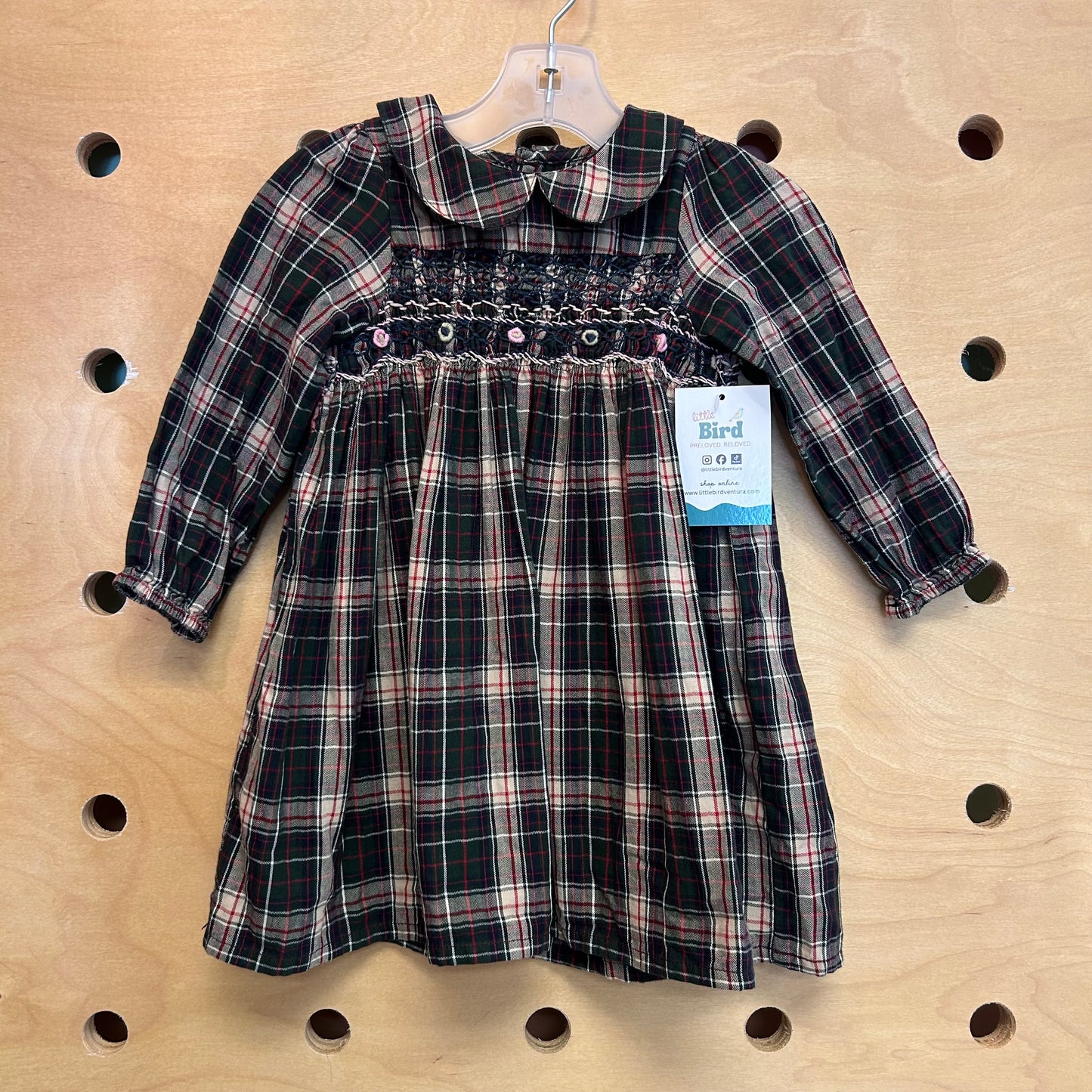 Green Plaid Smocked Dresss