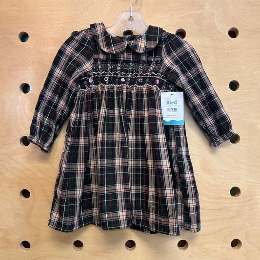 Green Plaid Smocked Dresss