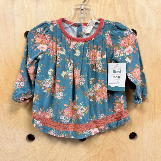 Teal & Peach Floral Top