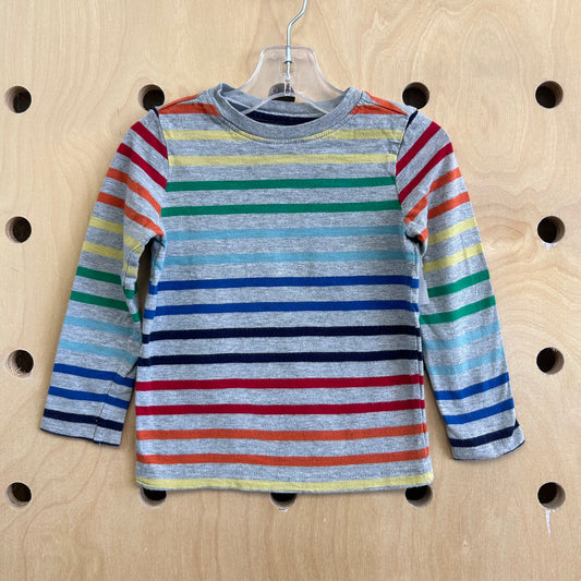 Grey Rainbow Striped LS Tee