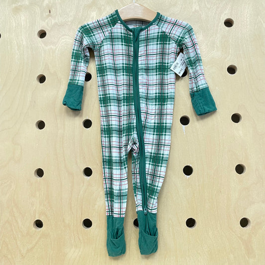 Red + Green Plaid Bamboo Footies
