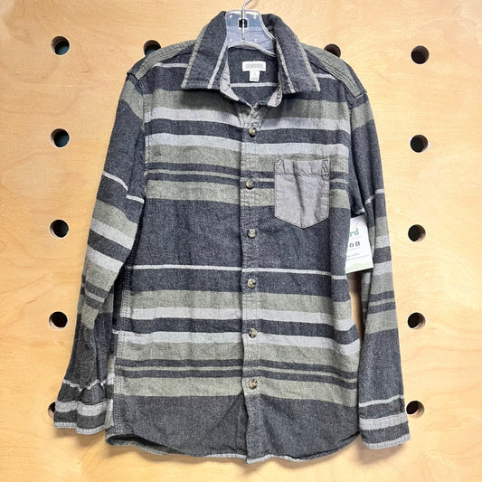 Grey/Green Striped Button Up