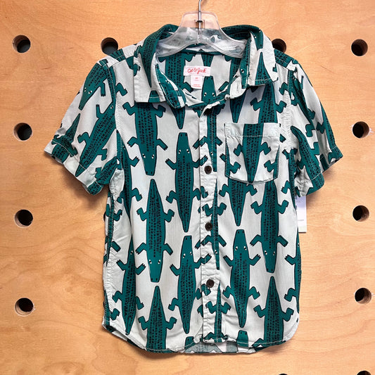 Aqua/Green Alligator Button Up