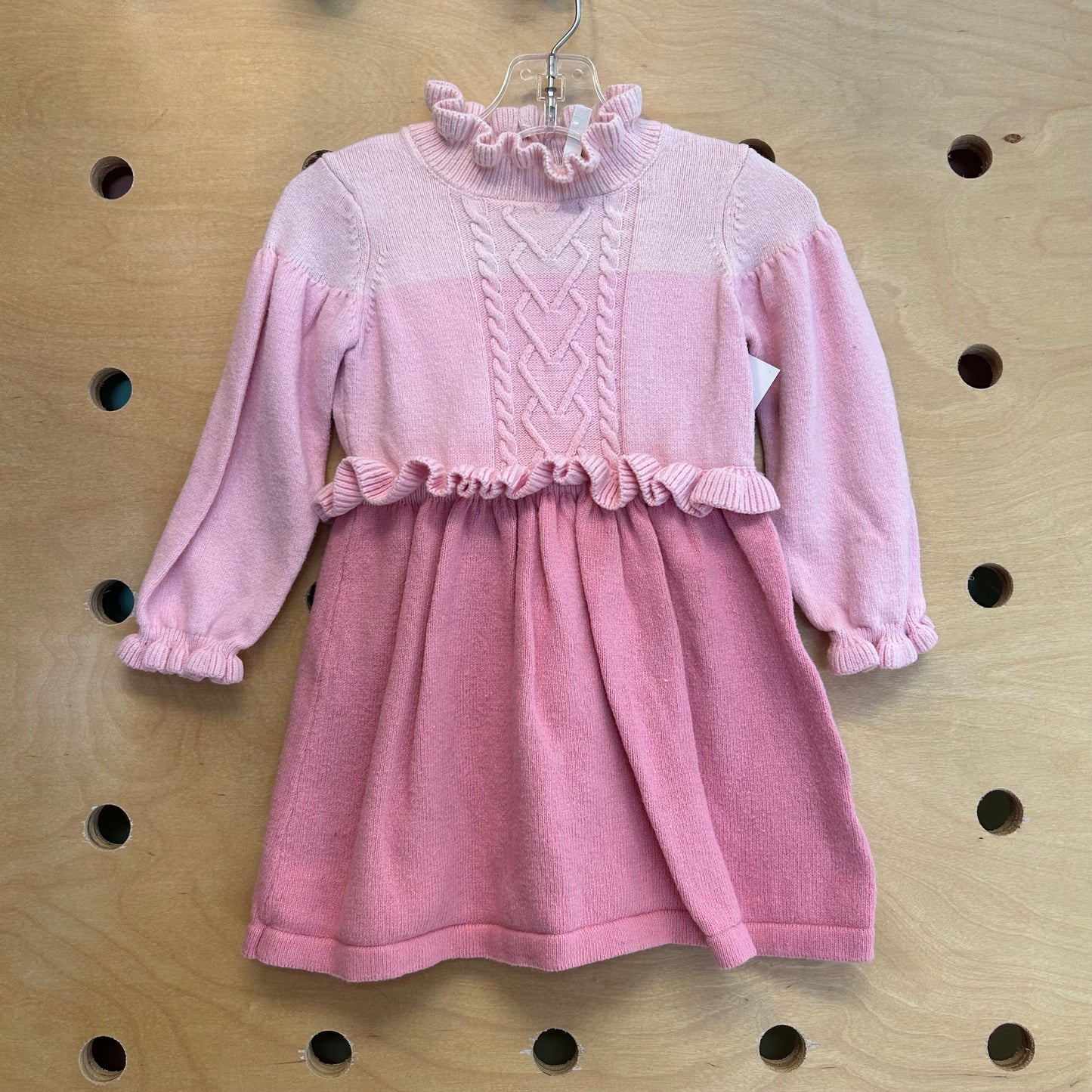 3-Toned Pink Knit LS Dress