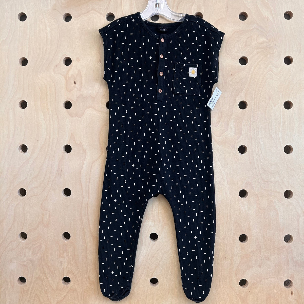 Black + White Shapes Ribbed Romper