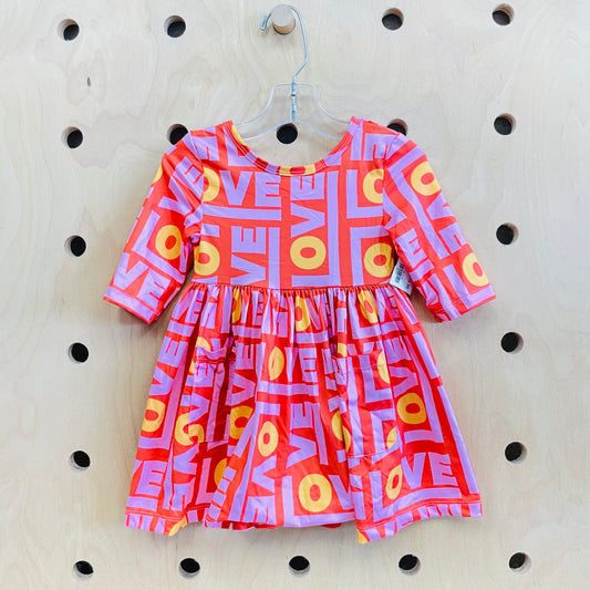 Red & Pink Love Twirl Dress
