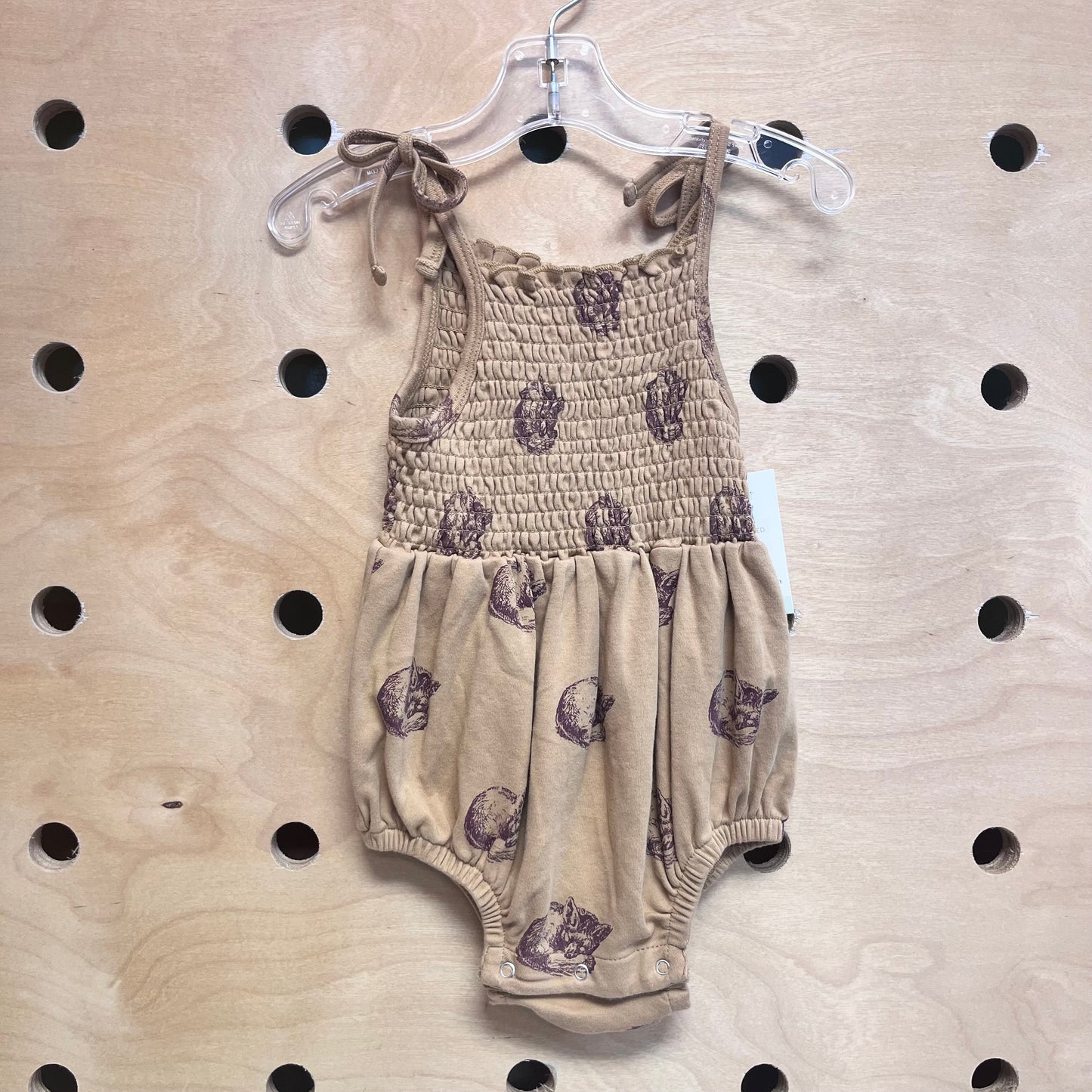 Organic Brown Smocked Foxes Romper