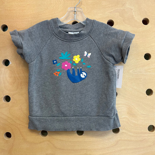 Grey Sloth/Butterfly Cotton Tee