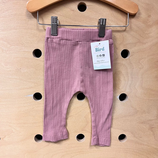 Pink Ribbed Organic Leggings