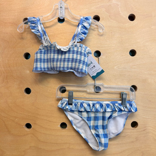 Blue/White Smocked Plaid Swimsuit