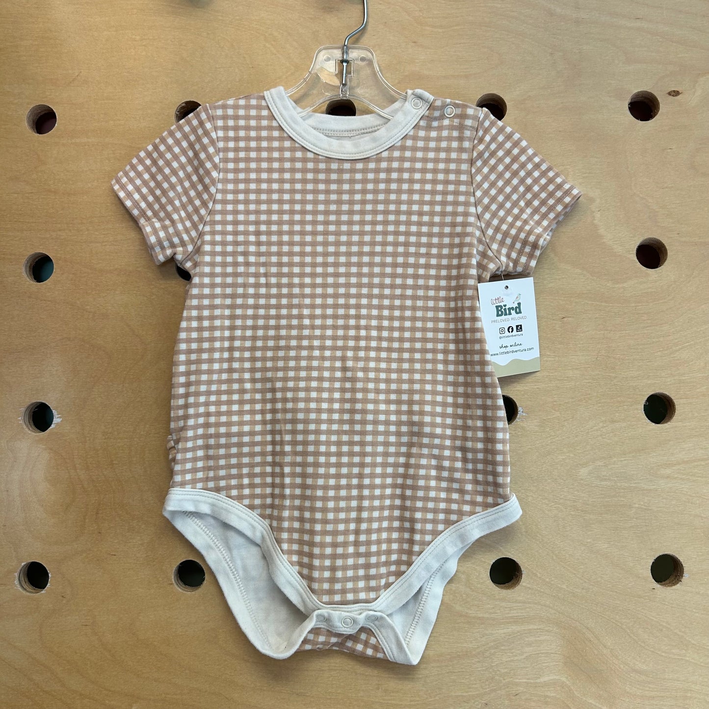 Tan/Cream Gingham Romper