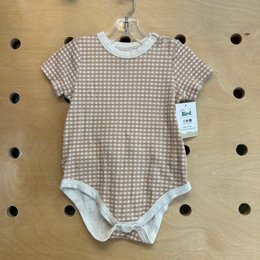 Tan/Cream Gingham Romper
