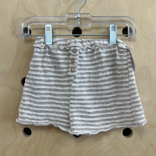 Beige Striped Shorts