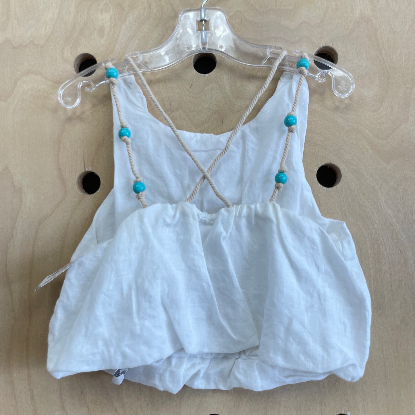 White Rope + Bead Straps Crop Tank