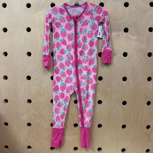 Pink Strawberries Bamboo Zippy