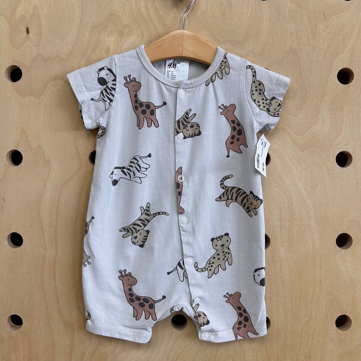 Grey Zoo Animals Romper
