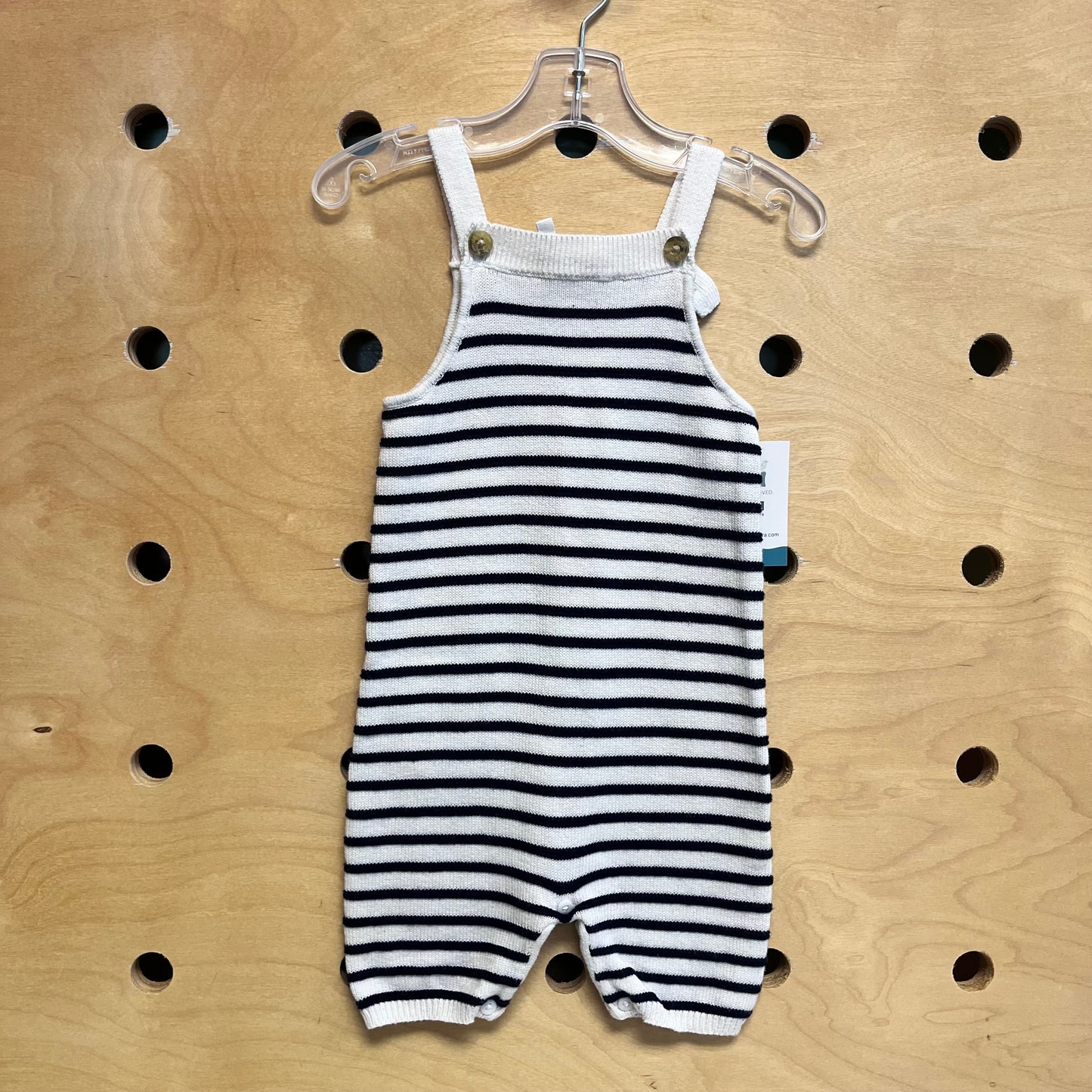 White & Navy Striped Knit Romper