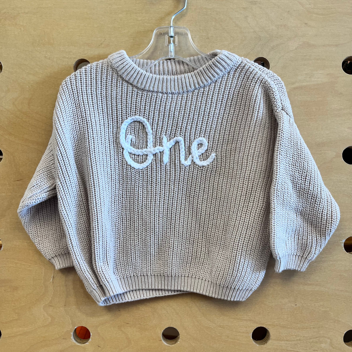 Cream Knit 'One' Sweater