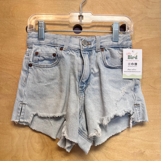 Light Wash Raw Hem Denim Shorts