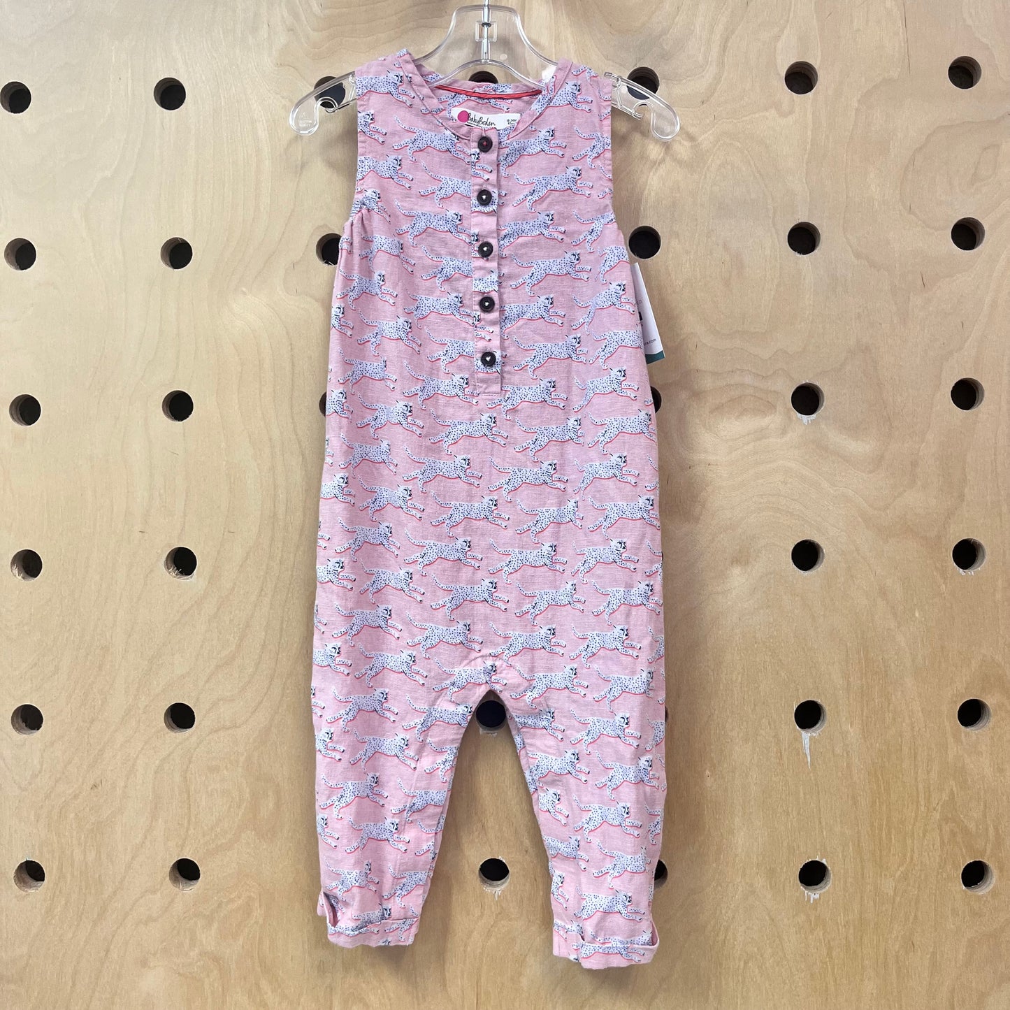 Pink Cheetah Linen Blend Romper